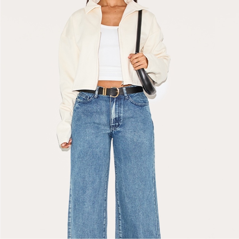Petite Blue Washed Wide Leg Jeans Size 00